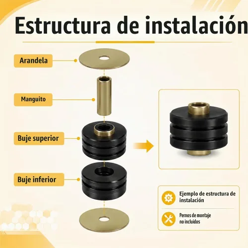 Vista 4 de 9.4102G Kit de bujes de montaje en el cuerpo, montaje universal, 2 soportes, 4 arandelas, 4 bujes (2 juegos)