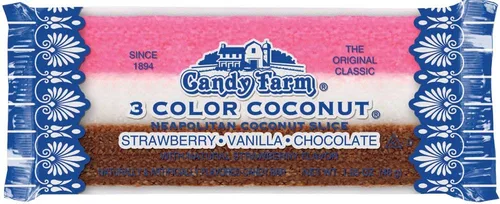 Vista 7 de Coconut Slice, Barras de dulce (24 barras de coco húmedas y deliciosas envueltas individualmente de 1.65 oz por caja) Soft And Chewy Coconut Candy