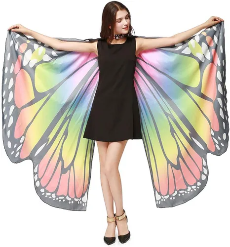 Vista 7 de AWAYTR Chal de alas de mariposa para mujer capa de hadas para mujer accesorio de disfraz de Halloween