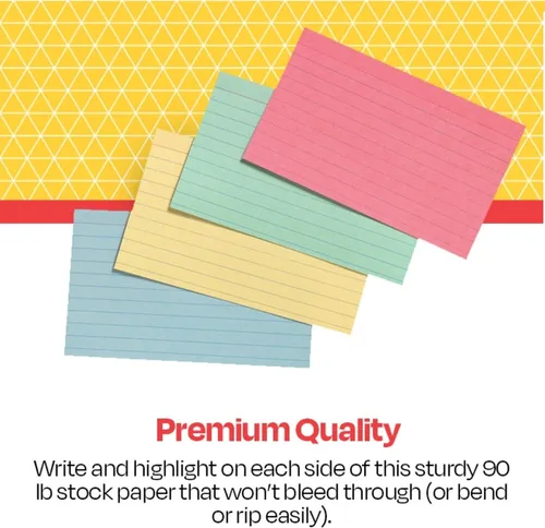 Vista 3 de School Smart Tarjetas de índice con rayas, 3 x 5 pulgadas, colores surtidos, paquete de 100