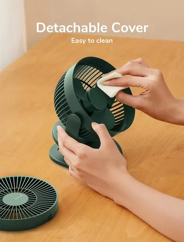 Vista 6 de JISULIFE Ventilador de cochecito de bebé con clip, funciona con batería de 4000 mAh, portátil, diseño de ranura pequeña y silenciosa, 4 velocidades