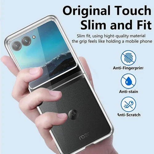 Vista 2 de Ninki Funda transparente para Motorola Razr Plus 2023, cubierta protectora ligera electrochapada, ultra delgada, color plateado