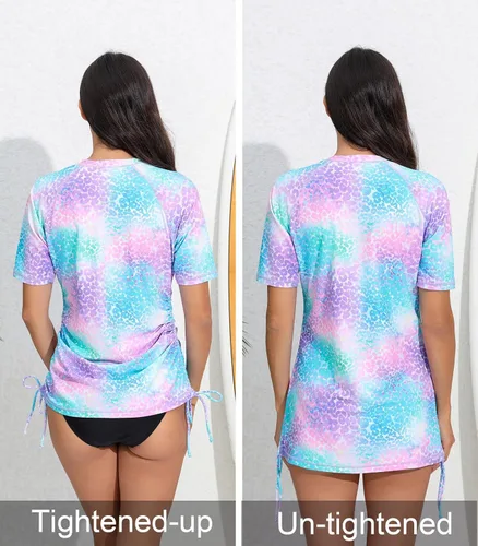 Vista 5 de Halcurt Camiseta de protección con media cremallera para mujer, con protección UPF 50, camiseta de surf