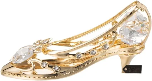 Vista 3 de Matashi Adorno de zapato de dama con tachuelas de cristal chapado en oro de 24