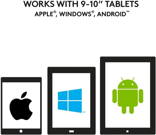 Vista 8 de Logitech Folio universal con teclado Bluetooth 3.0 integrado para Apple de 9 a 10 pulgadas, Android, tabletas Windows, color negro