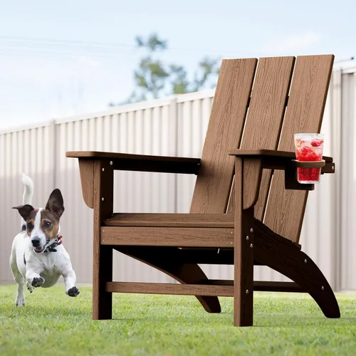 Vista 8 de Silla Adirondack moderna, sillas de patio de plástico HDPE para todo tipo de clima, silla para hoguera, sillas de césped al aire libre para terraza
