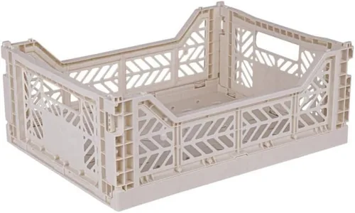 Vista 10 de AYKASA Contenedor de almacenamiento plegable, caja apilable de plástico, caja de leche (mediano, azul bebé)
