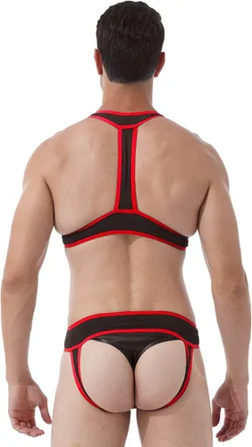 Vista 4 de ACSUSS Body elástico en el pecho para hombre, leotardo, ropa interior de lucha libre