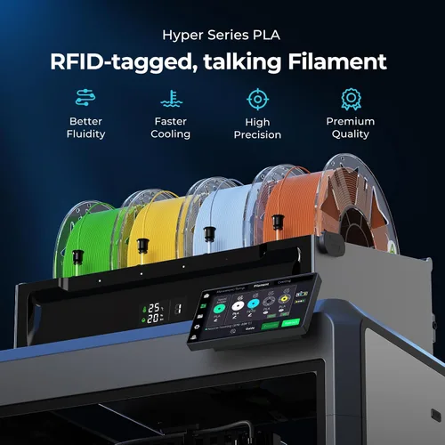 Vista 2 de Creality Hyper PLA Filamento 1.75mm, filamento RFID para impresora 3D PLA de alta velocidad 30-600mm/s, 1kg(2.2lbs)/carrete Filamento compatible