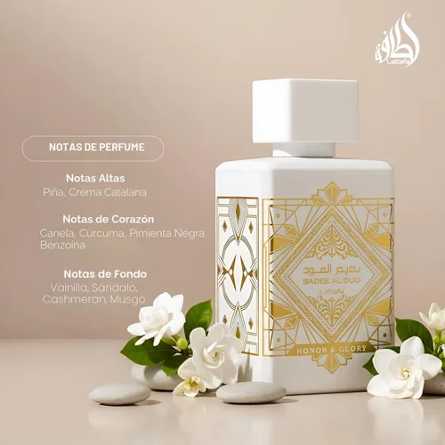 Vista 4 de Lattafa Bade'e Al Oud Honor & Glory - Fragancia duradera de Eau de Parfum con notas frutales, vainilla, picante suave y madera para unisex, 3.40