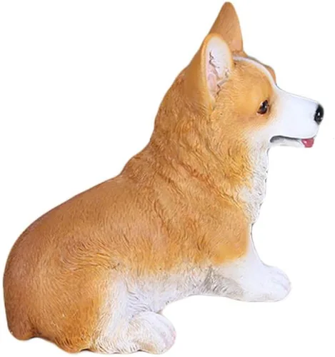 Vista 4 de WAIT FLY Precioso Corgi postrado perro en forma de hucha de resina Banco de monedas Decoración del hogar