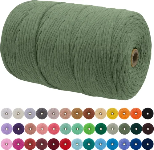 Vista 96 de JeogYong Cordón de macramé de un solo hilo 3 mm x 109 yardas (328 pies) Cuerda de algodón suave Hilo de macramé de 3 mm, suministros de macramé
