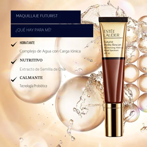 Vista 5 de Estée Lauder Futurist Hydra Rescue Moisturizing Foundation Makeup SPF 45 for a 12-Hour Glow, 1.2 Fl Oz