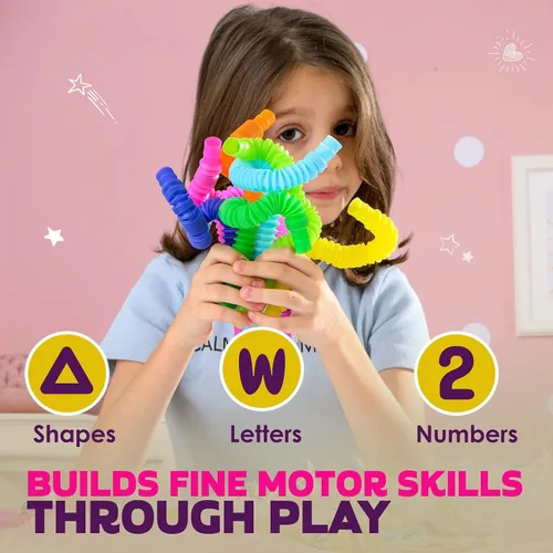 Vista 5 de Nutty Toys Mini tubos Pop – Juguetes sensoriales – Creatividad infinita y diversión para niños y niños pequeños Paquete de 8 mini Conecta