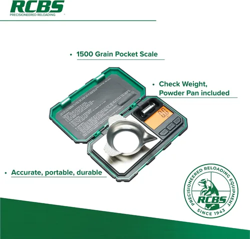 Vista 2 de RCBS Balanza de Bolsillo de 1500 Granos_98914, Verde