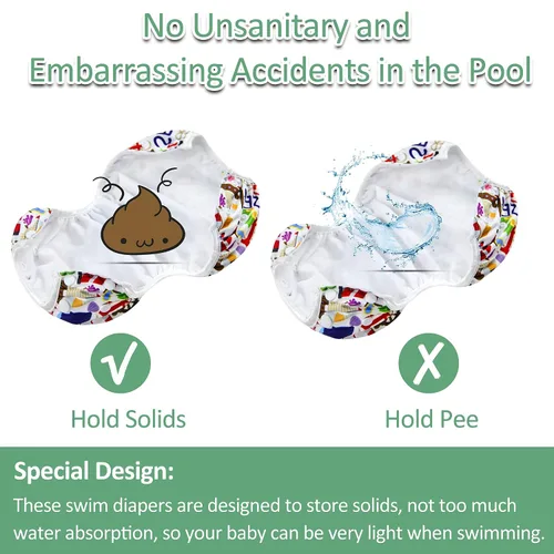Vista 5 de Wegreeco - Pañal de natación reutilizable para bebés y niños pequeños, talla única