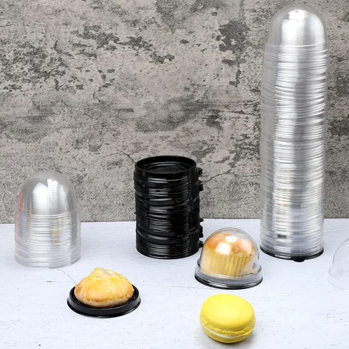 Vista 7 de Patelai Mini recipiente de plástico transparente para magdalenas, mini caja para magdalenas, cúpula para magdalenas, caja de un solo recipiente