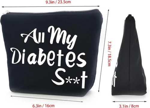 Vista 3 de Regalos para diabéticos All My Diabetes Divertida bolsa de viaje para diabéticos + llavero diabético Regalo personalizado suministros