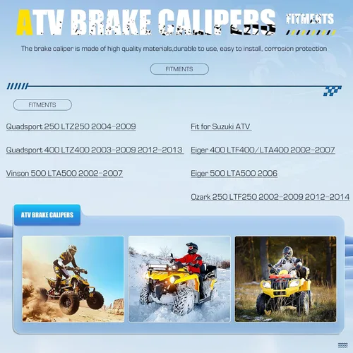 Vista 6 de Juego de pinzas de freno traseras izquierdas/derechas con pastillas para Polaris Ranger Crew 570/570-4 Ranger 570 800/XP/HD Ranger 900/XP Ranger