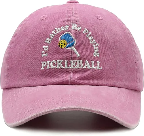 Vista 8 de Sombrero de pickleball, regalo de pickleball para hombres y mujeres, gorra de béisbol bordada ajustable con la frase "I'd Rather Be Playing