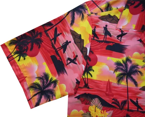 Vista 4 de Camisa con estampado hawaiano para hombre, marca Alvish.