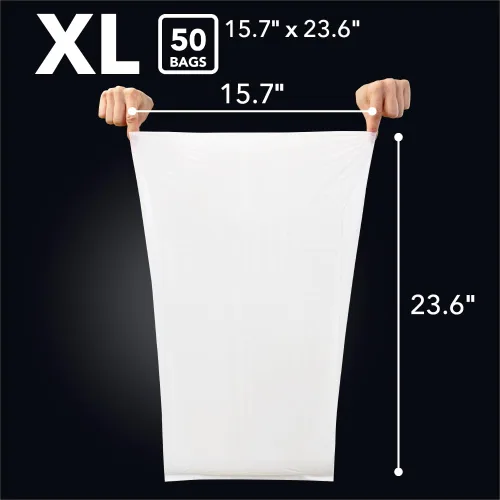 Vista 2 de BOS, Bolsas de basura sucias que sellan olores – Bolsas desechables – Sin olor ni olor (tamaño: XL) (Color: blanco) (50 unidades, paquete de 1)