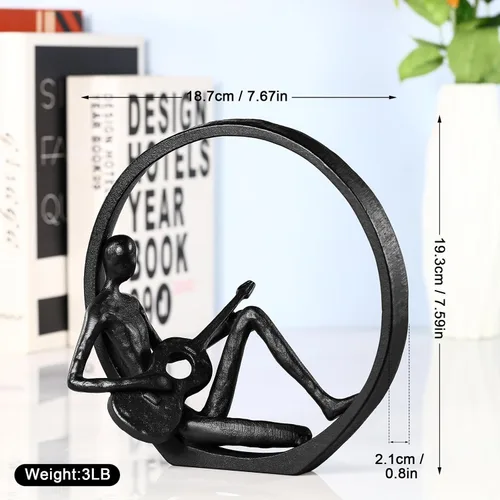 Vista 2 de Estatua de decoración musical, figura de guitarra, escultura de músico, decoración del hogar para estantes, regalo para músicos