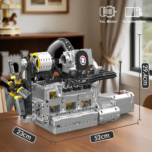 Vista 6 de Mould King 10214 Juego de construcción de modelo de motor de transmisión de 4 velocidades, proyecto de montaje mecánico de 2177 piezas con caja
