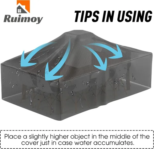 Vista 5 de Ruimoy Fundas para muebles de patio, funda impermeable para muebles de exterior, uso general, fundas para mesa exterior y silla, resistentes 600D
