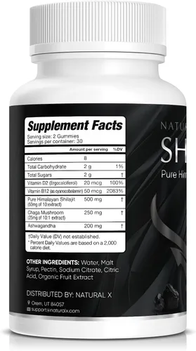 Vista 8 de Gomitas puras de Shilajit del Himalaya, gomitas Shilajit del Himalaya para hombres y mujeres, suplemento natural con ashwagandha y chaga