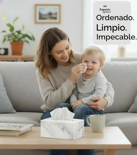 Vista 8 de Cubierta de Caja de Paños Rectangular - Soporte de Caja de Paños Rectangular - Compatible con Kleenex - Accesorios de Baño de Acrílico y Mármol
