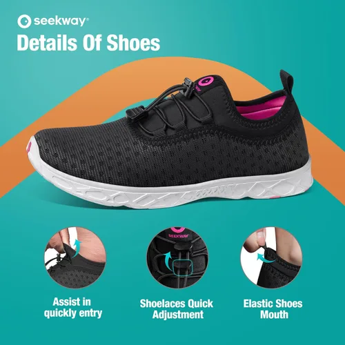 Vista 4 de SEEKWAY Zapatos de agua para hombre y mujer, secado rápido, zapatos acuáticos descalzos, playa, caminar, kayak, canotaje, deportes acuáticos SP006