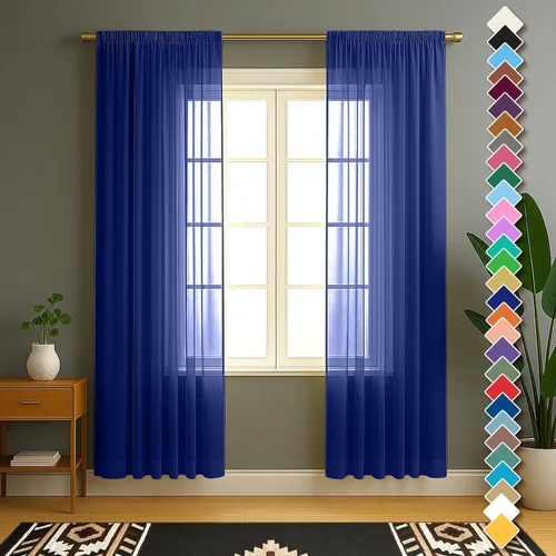 Vista 53 de YHSF Cortinas traslúcidas – Juego de 2 paneles para decoración del hogar – Elegantes cortinas de gasa sólida con bolsillo para barra
