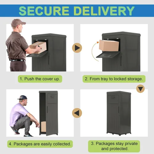 Vista 4 de Domi - Cajas de entrega de paquetes impermeables grandes con cerradura para exteriores