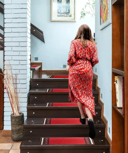Vista 9 de Gloria Alfombra antideslizante de goma trasera para escaleras, alfombrillas antideslizantes para escaleras, juego de 7 (8.5 x 26 pulgadas)
