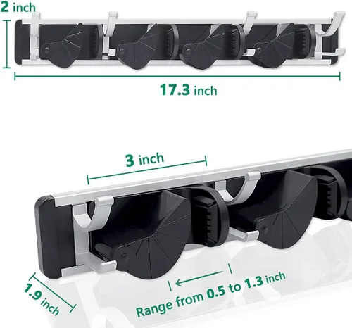 Vista 5 de LOMEVE Soporte de pared para trapeador y escoba, soporte para trapeador, almacenamiento de garaje, jardín, cocina, organizador de herramientas