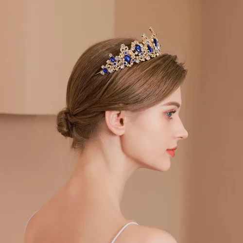 Vista 5 de Kamirola Corona barroca de reina, corona nupcial de diamantes de imitación y tiaras diadema de cristal para cumpleaños, graduación, concurso
