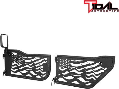 Vista 6 de EAG Puerta tubular de la bandera de Estados Unidos 4 con espejo reflectante apto para Wrangler JK 07-18 4 puertas solamente