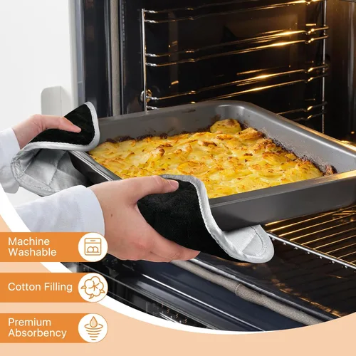Vista 5 de 24 soportes para ollas a granel para cocina, resistentes al calor, agarraderas de algodón de 7 x 7 pulgadas con bucles para colgar, almohadillas