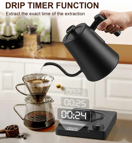 Vista 2 de Hervidor eléctrico de cuello de cisne con control de temperatura de precisión de ± 1 ℉ para café y té de goteo, hervido rápido, acero inoxidable