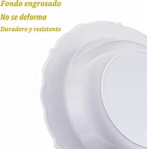 Vista 7 de N9R 30 cuencos de sopa desechables con relieve dorado, cuencos de plástico de 12 onzas para vacaciones, fiestas, bodas, catering y uso diario