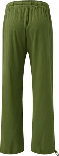Vista 4 de SHAOBGE Pantalones palazzo de verano para mujer, cintura alta, pierna ancha, casual, cintura elástica, pantalones de playa con bolsillos