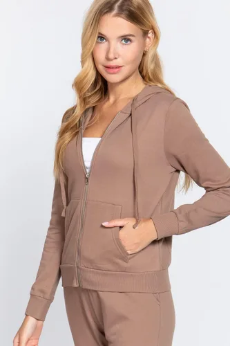 Vista 4 de OLLIE ARNES Sudadera con capucha y cremallera completa para mujer - Chaqueta de manga larga, 69_latte