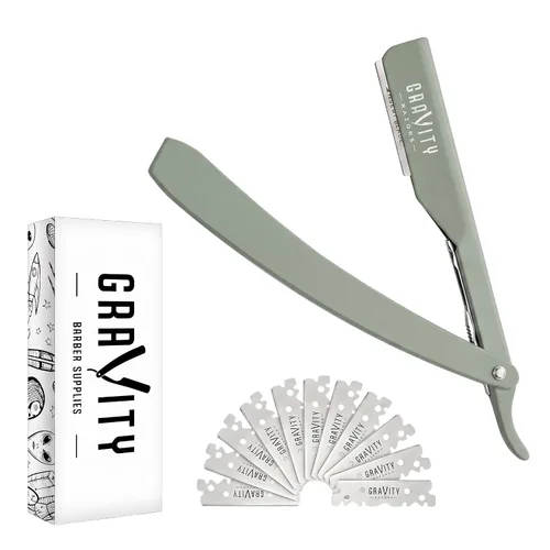 Vista 22 de Kit de afeitado manual GRAVITY RAZORS Profesional – Exposición Ultra, Incluye 10 Hojas Premium, 2mm Expuestas, Negro Mate Professional