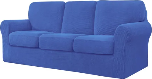 Vista 90 de CHUN YI Fundas para sofá de 7 piezas, lavables, fundas elásticas para sofá de 3 cojines con respaldo y fundas de cojín separados, protector