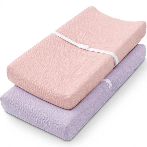 Vista 10 de Pro Goleem Funda de muselina para cambiador de pañales para niños y niñas, suave y transpirable, de algodón, para cambiador, color neutro, 1 paquete