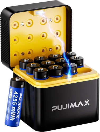 Vista 7 de PUJIMAX Baterías AA recargables de litio de 4255 mWh, cargador rápido USB C, salida constante de 1.5 V y baterías dobles A con más de 2000 ciclos
