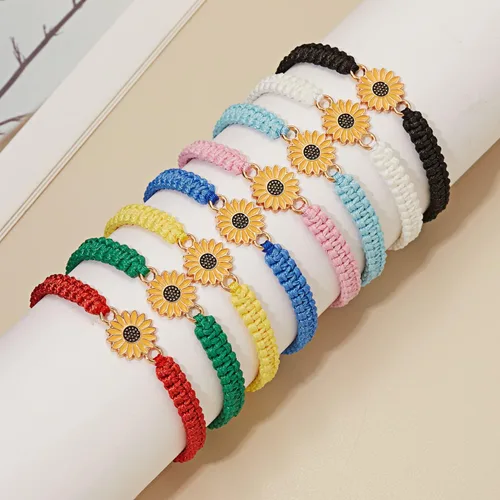 Vista 5 de Juego de 4 pulseras de cuentas para adolescentes y niñas, delicadas y lindas caricaturas de mariposa, margarita, flores eternas, juego de pulseras