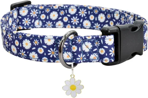 Vista 15 de Collar de perro con patrones de flores con accesorios, collares de algodón suave para perros pequeños, medianos y grandes, hembras y machos