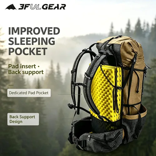 Vista 5 de 3F UL Gear QiDian Pro Mochila ultraligera sin marco para hombre, 46+10L Negro